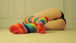 Amateur Teen Rainbow Socks 768